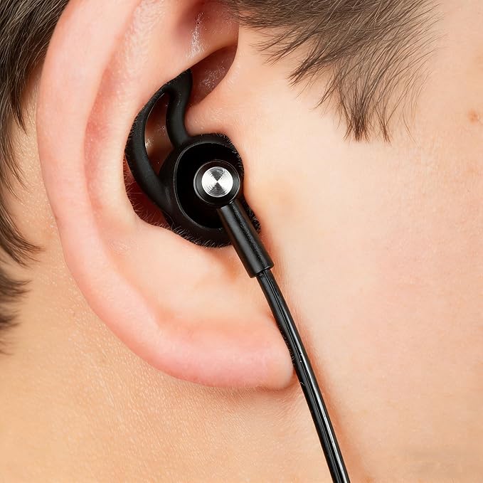 Wired Air Tube Anti-Radiation Headphones with Microphone, USB-C Plug, Radiation-Free Safe Earbuds for iPhone 15/16/17 Series, Android Phones& All USB-C Devices. (Black)