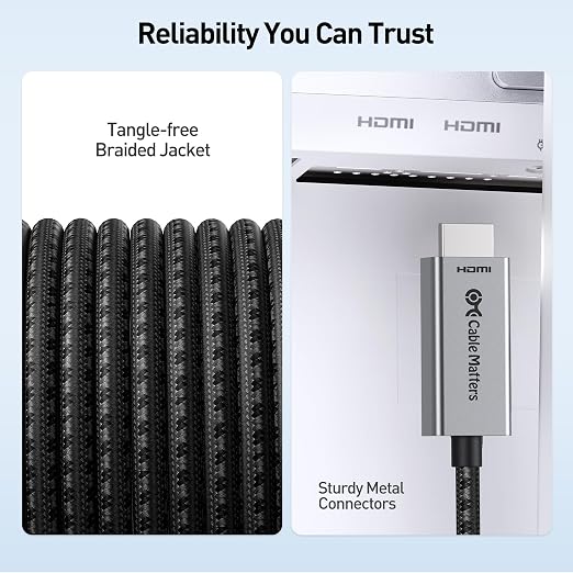 Cable Matters 48Gbps 8K Unidirectional USB C to HDMI 2.1 Cable for macOS, Windows - 3ft, Supports 4K@240Hz / 8K@60Hz with HDR, Thunderbolt 4 to HDMI 2.1 Cable, No Firmware Update Needed