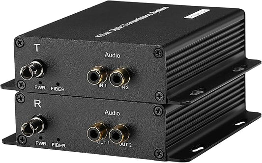 2 Port RCA Audio Over Fiber Optic Extenders, Unbalanced Analog Audio Fiber converters adapters,ST Optical Interface Singlemode Single Fiber up to 20Km Multimode 500m A Pair