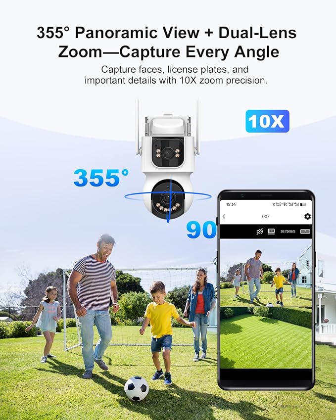 AOV 8MP Dual-Lens Solar Security Camera Wireless Outdoor，24/7 Recording, 360° PTZ，Human Detection &Auto Tracking, 9W Solar Panel & 10000mAh Battery, WiFi 6, 2-Way Audio, Night Vision for Home Security