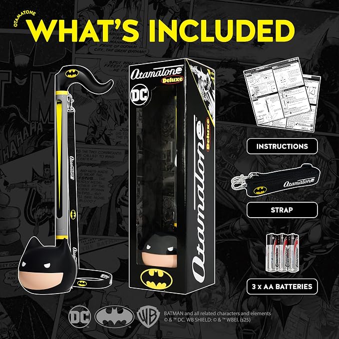 Otamatone Deluxe Batman – DC Comics Electronic Musical Instrument for Adults, Portable Digital Synthesizer with Aux Jack from Japan by Maywa Denki, Cool Unique Gift for Men [English Instructions]
