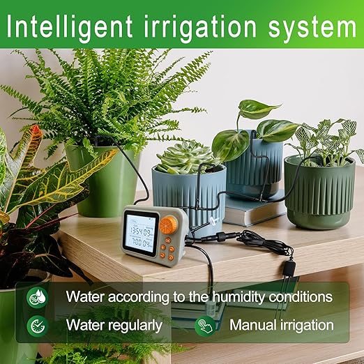 Drip Irrigation kit Indoor Plant Irrigation System Automatic Plant Waterer Plant Humidity Sensor Timer Water drip System kit to Growing Tent self Watering Automatic Mister kit Greenhouse（1 Sets）