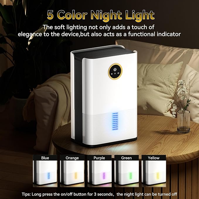 PTHRAOUTA Dehumidifier for Room for Home, (850 sq.ft) Small Dehumidifiers with Drain Hose, Safe Drainage Auto-off Odor Removal 2 Duak-Core Portable Mini Deshumificador Bathroom RV, 50 OZ Water Tank