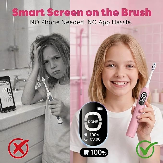 SAKYPRORAL Couple Electric Toothbrush Gift（2 Sets, Pink and Black