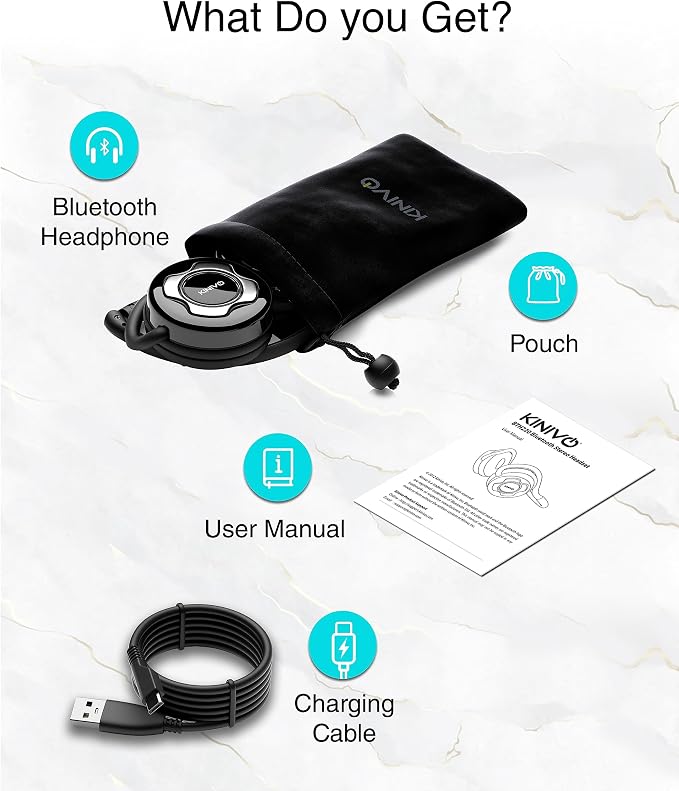 Kinivo BTH220 Bluetooth Headphones (Black, On-Ear, Wireless Music, Hands-Free Calling, Built-in Mic, Foldable, Memory Form Earpads, Travel Bag)