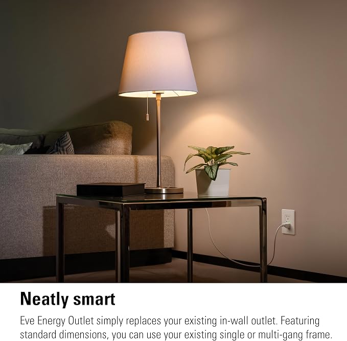 Eve Energy Outlet (Matter) – Smart Outlet & Power Meter, Tamper-Resistant, App & Voice Control, Works with Apple Home, Alexa, Google Home, SmartThings, Requires Thread Border Router