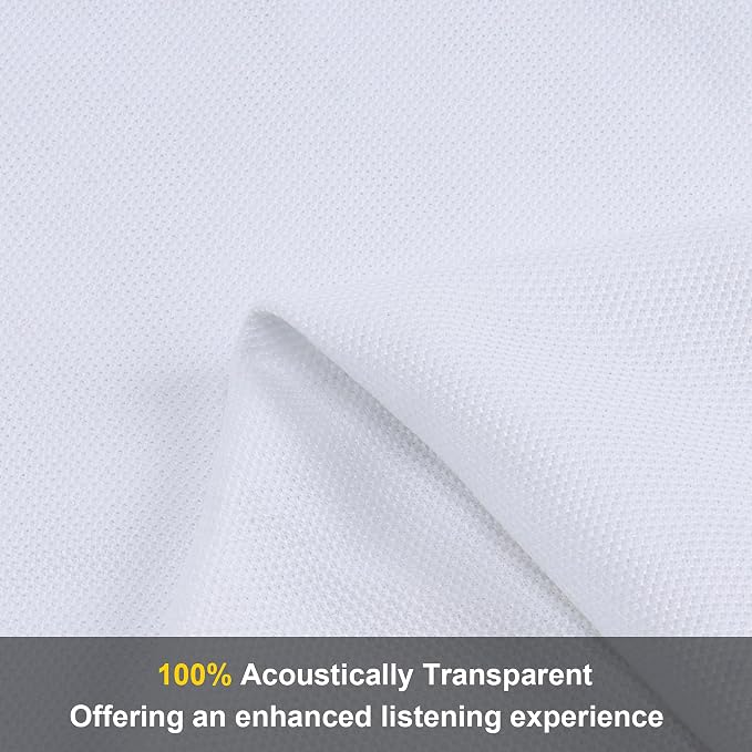 96" x 54" Speaker Grill Cloth, Stereo Grill Mesh Fabric Dustproof Replacement for Custom Speaker Cabinets Restoration Home Audio Decor Subwoofer Covers White