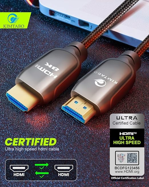 HDMI 2.1 Cable 15 ft 48 Gbps, Ultra High Speed HDMI Cable, 4K HD 120Hz 144Hz 2K 240Hz HDMI Cord, eARC HDCP 2.2&2.3 HDR 10+ Dolby Compatible with PS5/Xbox Series x/Apple TV 4K