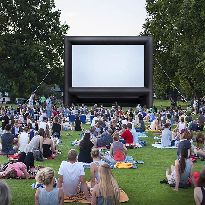 GYUEM 22 feet Projector Screen - Inflatable Outdoor and Indoor Theater Movie Screens - Includes Rope, Blower,Tent Stakes - Great for Outdoor Party Backyard Pool Fun