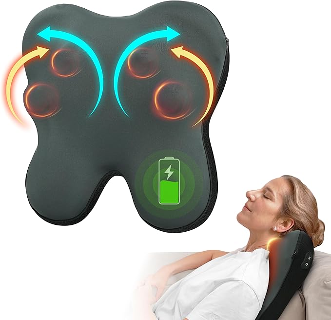 CuPiLo Cordless Back Massager FSA Eligible HSA, Shiatsu Neck Massager with Heat for Muscle Pain Relief, Kneading Massage Pillow for Neck, Back, Shoulder, Mothers Day Gifts for Mom