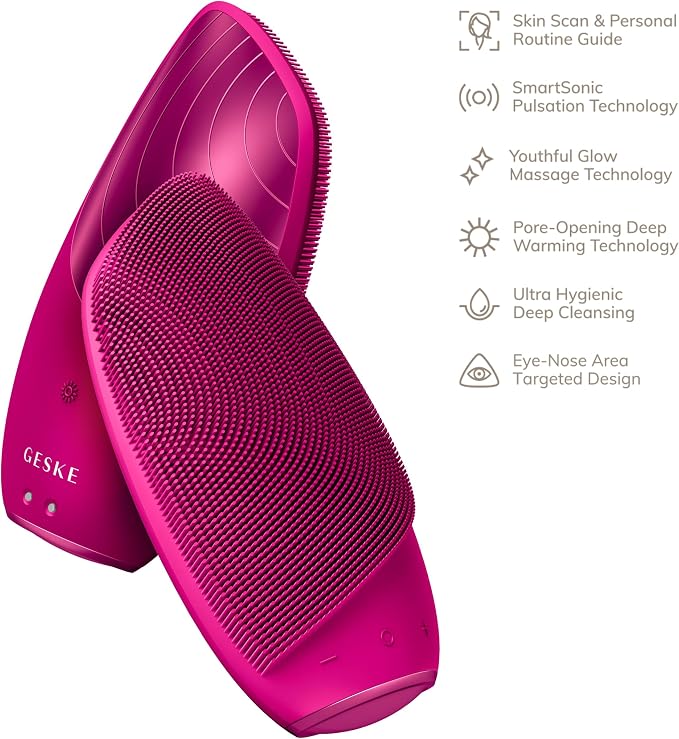 GESKE SmartAppGuided Sonic Thermo Facial Brush | 6 in 1 | Skin Cleansing | Cleansing Brush with Thermal Function | Electric Facial Massager