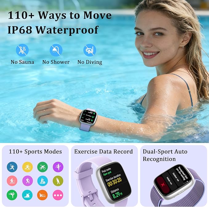 Smart Watch for Women Men, 2026 Upgrade Smartwatch [2 Bands, 44mm case], 1.83" Fitness Tracker Watch Alexa Built-in, Make/Answer Call, HR Sleep Stress Monitor, IP68 Waterproof Step Counter Watch