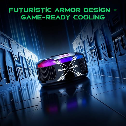 Black Shark Magnetic Phone Cooler 6 Pro – Smart Display, Magnetic Ring Plate, Addressable RGB LEDs, App-Controlled Cooling Fan for iPhone MagSafe, Android & iPad – Gaming, Streaming & Photography