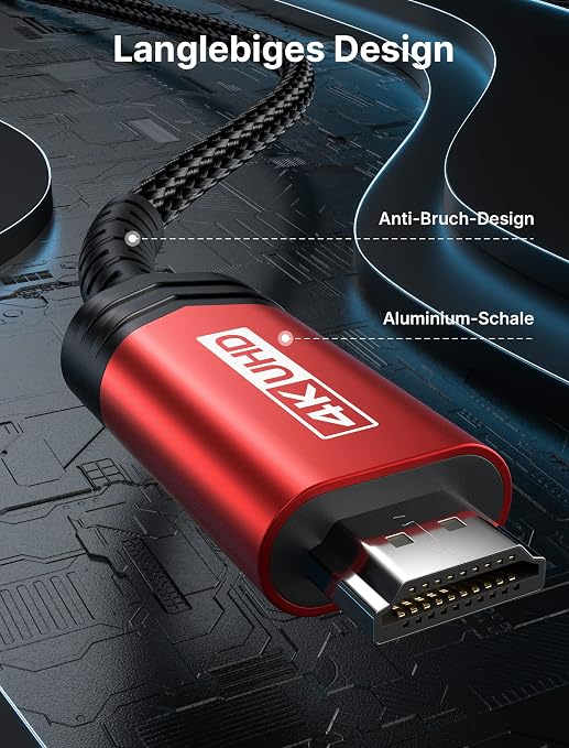 JSAUX USB C to HDMI Cable 16.4ft/5M (4K@60Hz), USB 3.1 Type C to HDMI 2.0 Cord, HDR, HDCP 2.2 Compatible with iPhone 16/16 Plus/16 Pro/16 Pro Max, Galaxy S24 S23 S22, iPad Pro -Red