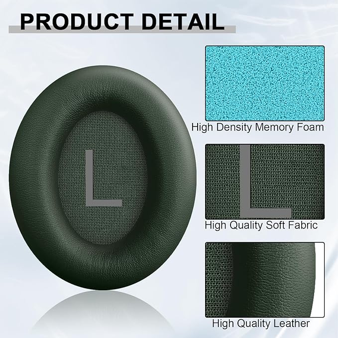 Replacement Ear Pads for Bose QuietComfort 45 (QC45)/QuietComfort SE (QC SE)/Quiet Comfort Headphones, Ear Cushions, Headset Earpads, Ear Cups Cover with Soft Protein Leather (Cypress Green)