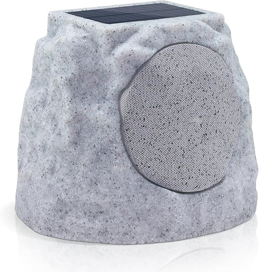 Rock Speakers Outdoor Water-Resistant IP44, Multi-Sync Up to 100 Speakers, Solar-Powered Rock Speaker with Light for Patio Garden Party Pool Deck Yard Outside
