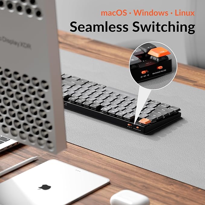 Keychron K5 Version 2 Wireless Bluetooth 5.2 Mechanical Keyboard, Low Profile Milk POM Switch 100% Full-Size Layout QMK Programmable, White Backlight with Shine-Through Keycaps for Mac Windows Linux