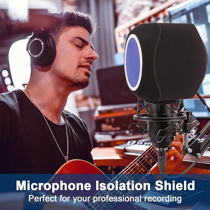 Microphone Isolation Ball, Microphone Isolation Shield Pop Filter for Microphone for Noise and Reflection Reduction, Sound-Absorbing Foam Cover for Recording Studios, Singing, Live Stream
