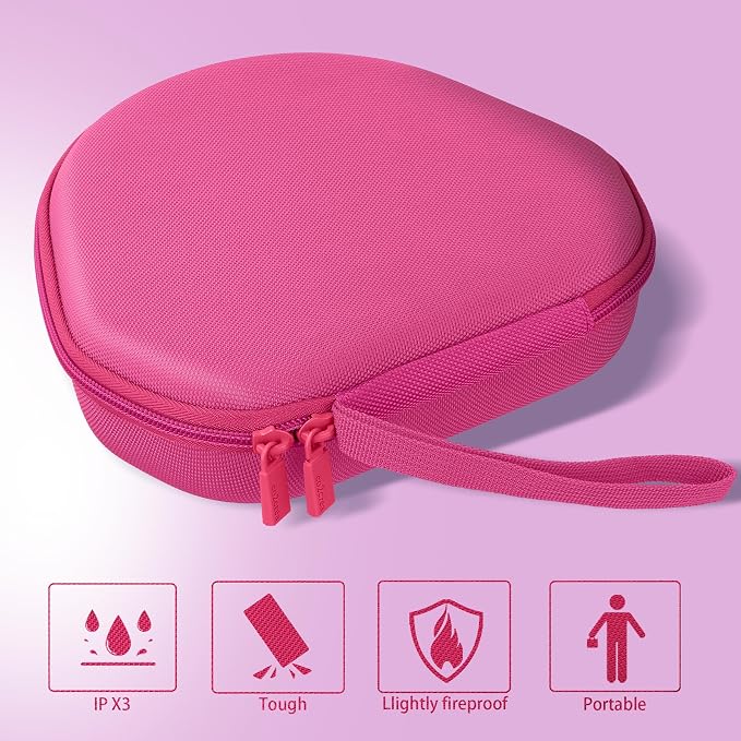 co2CREA Hard Case with Sleep Mode Replacement for Apple AirPods Max 2 / AirPods Max Wireless Over-Ear Headphones (Rose Red Case + Inside Red)