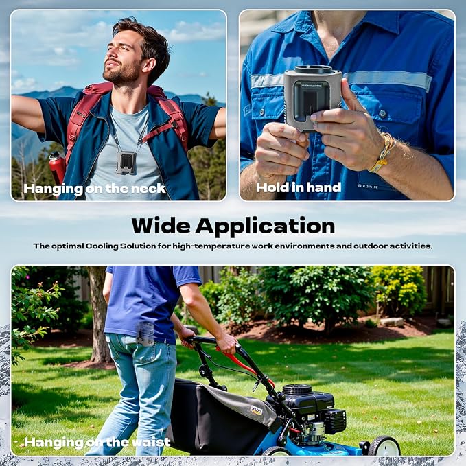 Gewanolla Waist Fan, Portable Fan Rechargeable,4 Speeds 13000RPM Strong Airflow, belt fan with up to 22H of Working Time,Wearable Hands-Free Neck Fan for Outdoor, Hiking,Jobsite, Farms
