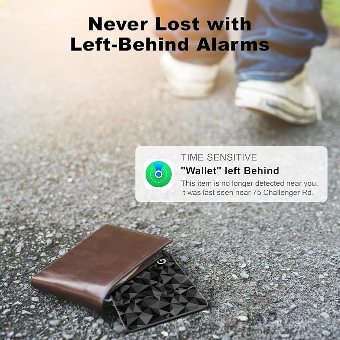 Wallet Tracker Card (iOS Only), Rechargeable Smart Card Wallet Tracker Works for Apple Find My, Thin Bluetooth Tracking Card GPS Tracker, Key Finder for Keys, Bags, Passport, Carbon Fiber