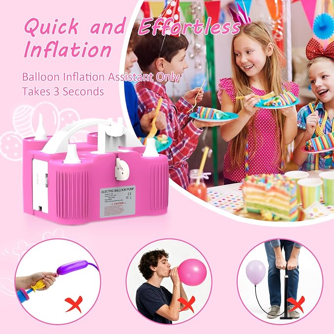 4-in-1 Balloon Pump Electric Balloon Pump Inflador De Globos Electrica Sports Balls Pump for All Balloons Latex Foil 260q Mylar Balloon, Air Cushion Pool Float Yoga Ball Inflator Balloon Machine