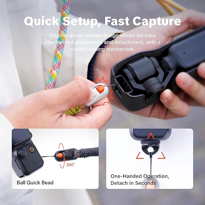 PGYTECH Crossbody Camera Strap for DJI Osmo Pocket 3/Xtra Muse, 2-in-1 Adjustable Shoulder/Wrist Lanyard for Photography