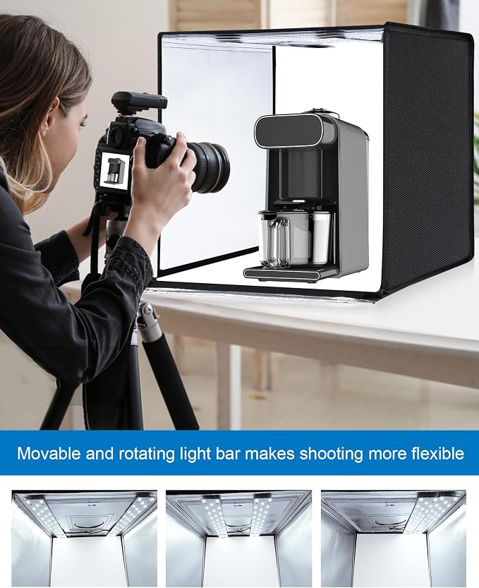 PULUZ Light Box Photography, 24x24 inch Large Photo Studio Light Box, Professional Dimmable Photo Booth with 120 LED Lights & 6 Backdrops for Jewelry and Food Items Product Photography