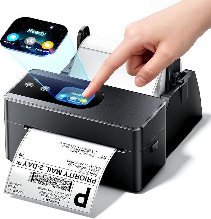 Phomemo Thermal Label Printer Upgraded with Touchable Screen, Shipping Label Printer for Small Business, 4x6 Wireless Thermal Label Printers for Shipping Package, Compatible with Amazon, Shopify, USPS