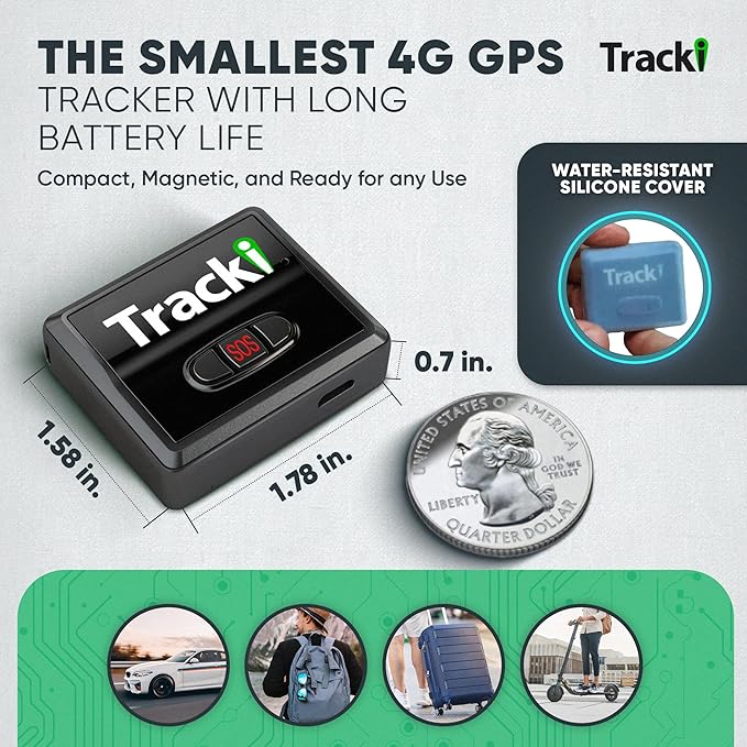 Tracki Mini GPS Tracker, Subscription Required, Cancel Anytime – Universal Compact 4G LTE Tracker for Vehicles (Tracker + 6M Subs.)