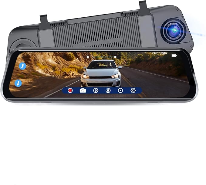 SYLVANIA - Roadsight Mirror Dash Camera and Backup Camera - 340 Degree View - HD 1080p, Elastic Mount, 32GB Memory Card, G-Sensor, 9.66" LED IPS Touch Screen, Truck, Car, Taxi
