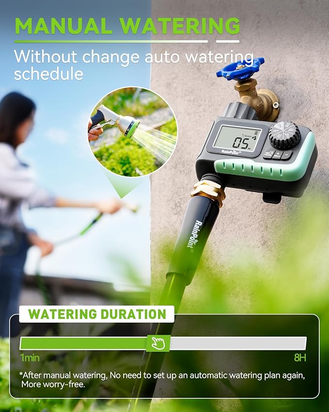 Automatic 1 Zone Sprinkler Timer & 5ft Leader Hose Bundle | Sprinkler Timer for Drip Irrigation, Sprinklers, Potted Plants | Easy Setup, Leak-Proof, Lightweight