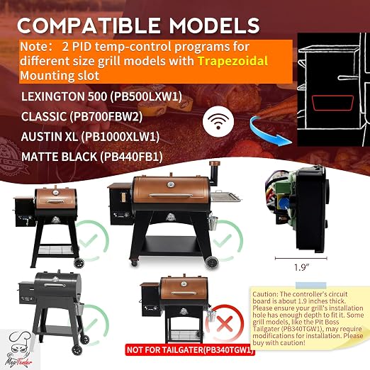 PID WiFi Pellet Trapezoidal Grill Controller Replacement for Pit Boss Copper (Austin XL 1000, Classic 700, Lexington 500) – App Wireless Control Thermostat Board (Replaces CAT-02-PG-AMP)