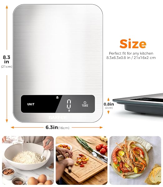 100% Waterproof Food Scale, IP67 Digital Kitchen Scale, Rechargeable (USB-C), 0.1oz/1g Precision, 22lb Capacity, Stainless Steel & Tempered Glass, for Cooking, Making Sourdough Bread, Black