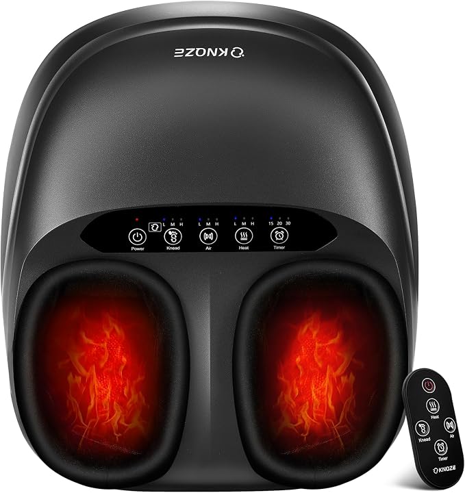 KNQZE Shiatsu Foot Massager with Heat, Compression, Deep Kneading Foot Massage for Plantar Fasciitis Relief, Remote Control, Multi Massage Modes, Auto Shut-Off Timer, FSA Eligible, Fathers Day Gift