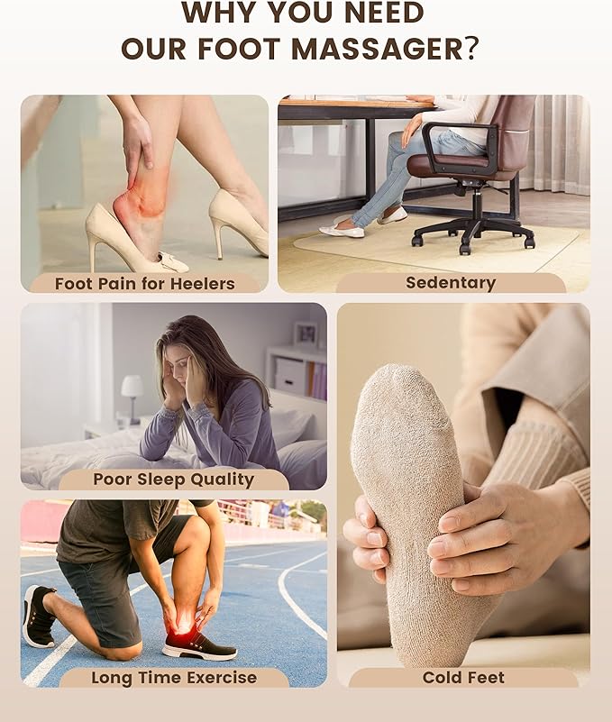 COMFIER Foot Massager with Heat & Compression, Deep Kneading & Rolling Massage for Tired Feet, Fits Up to Size 14, Adjustable Intensity, Spa-Like Relaxation Gift for Mom, Mothers Day