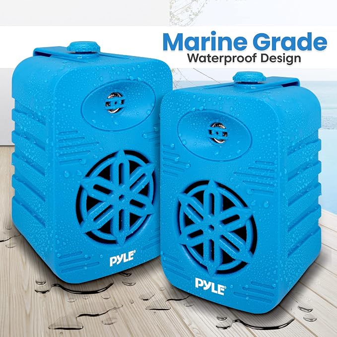 Pyle Indoor Outdoor Speakers Pair - 500 Watt Dual Waterproof 5.25” 2-Way Full Range Speaker System w/ 1/2” High Compliance Polymer Tweeter - in-Home, Boat, Marine, Deck, Patio, Poolside (Blue)