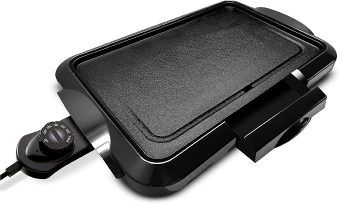 Lumme Electric Griddle with Removable Temperature Control, Immersible Flat Top Grill, Burger, Eggs, Pancake Griddle, Nonstick Easy Clean Cooking Surface, Slide Out Drip Tray, 10 x 16 Inch