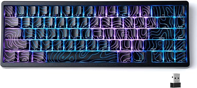 HITIME x XVX M67 60% Percent Keyboard Wireless, QMK/VIA Topographic Gaming Keyboard, Tri-Mode Thocky Creamy Mechanical Key Board, Hot Swappable Mount RGB IMD Tech for Win/Mac, Black