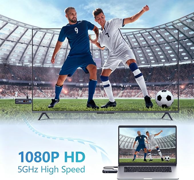 2026 Upgraded Wireless HDMI Transmitter and Receiver, WELUSOPU HDMI Wireless Extender 4K Decode Input 1080P Output, 2.4/5G, for Laptop PC TV Box to TV Monitor Projector for Home Church Office, 328FT