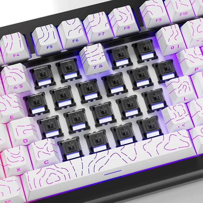 kutethy Gateron Ghost Keyboard Switches for MX Mechanical Keyboard, 5 Pin 48gf Linear Pre-lubed Switches RGB LED 22mm Dual-Stage Spring Full POM(36pcs)