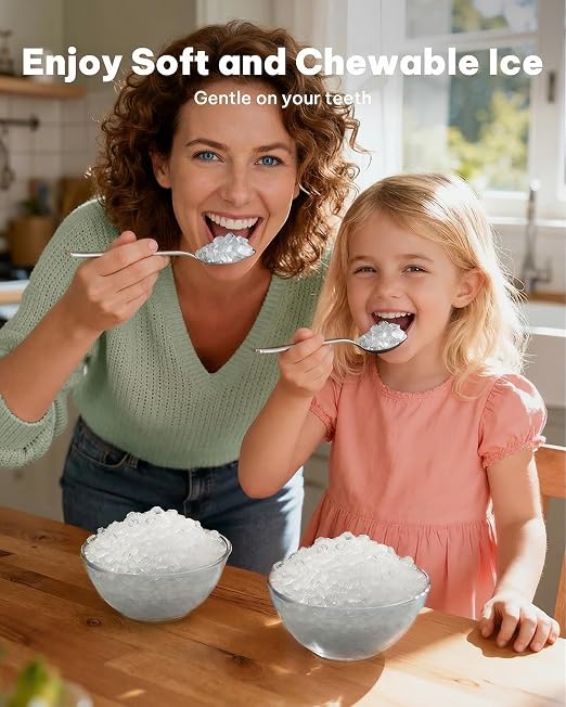 Silonn Nugget Ice Maker Countertop, Chewable Pellet Ice Machine with Self-Cleaning, Portable Pebble Ice Maker with Ice Scoop for Home, Kitchen & Office, Green