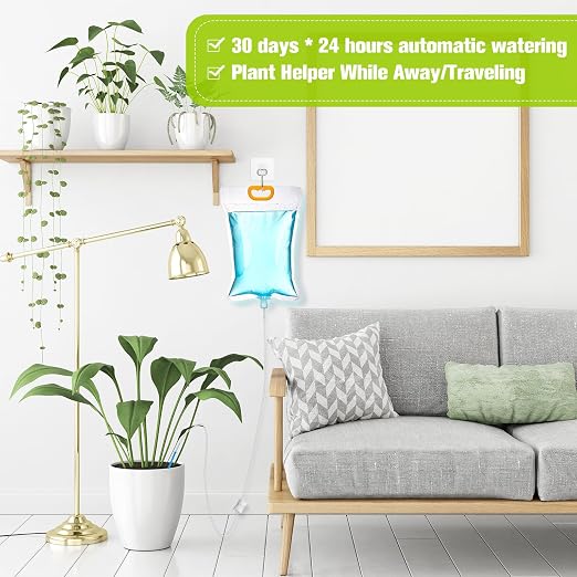 Rtteri 12 Pcs 3.5L Plant IV Water Bag Plant Watering System Device Automatic Plant Waterer Self Watering IV Drip Bag Irrigation Drip Watering Bag with Adjustable Flow for Indoor Outdoor Potted Plant