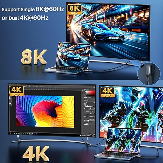 ZeroneTeck USB 4 for Thunderbolt 4 Cable, [Durable] 8K@60Hz/4K@144Hz USB C Monitor Display Cable, 40Gbps High Speed Data Transfer Right Angle, 240W Charing for iPhone 17,MacBook,iPad,SSD,HP,KYY - 6FT