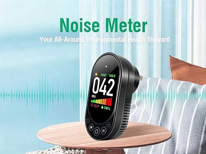 Decibel Meter, Plug-in Sound Level Meter, 3-in-1 Sound Decibel Meter & Noise Decibel Meter, Decibel Meter Sound Level Reader for Wall, Apartment, Classroom, RV & Home, 30-130dBA