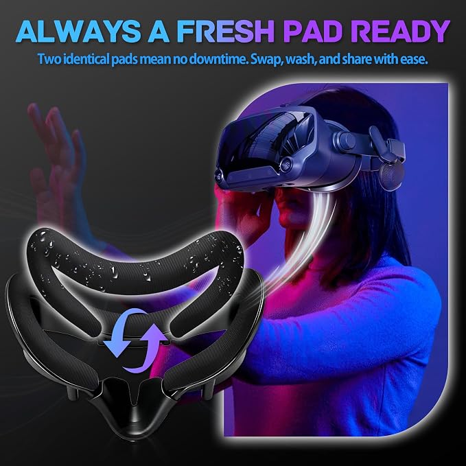 Valve Index Face Gasket Complete Ice Silk Washable Hygienic VR Cover for Valve Index Headset,Magnetic Bracket 2X Silk Ice Foam Pads Lens Cover Nose Pad 4 Thumbstick Caps 2 Cloths 2 Spare Tapes