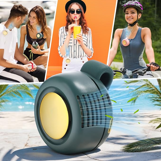6 Pack 360° Portable Silent Mini Bladeless Electric Fan, Small Fan Clip on for Shirt & Waist, 3 Speeds Rechargeable Whirlwind Cooling Fans for Outdoor Travel Office (White Green Pink)
