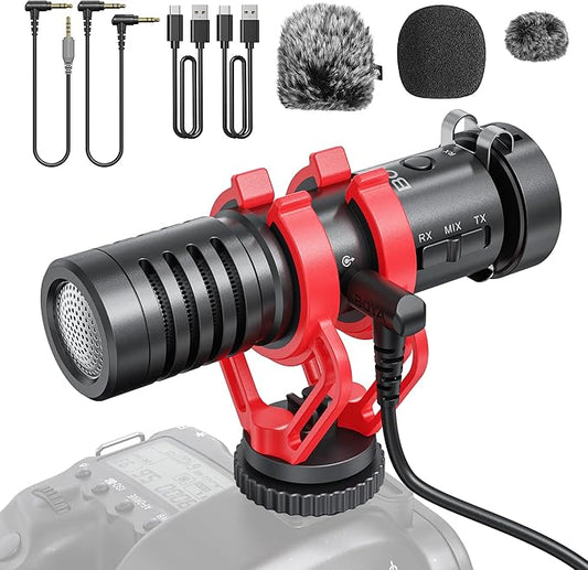 BOYA MM1W Shotgun Mic for Video Camera, Shotgun Microphone with Shock Mount, External Microphone for iPhone, Android, Smartphones, DSLR Camcorders, Ideal for Recording, Live Streaming, and Vlogging