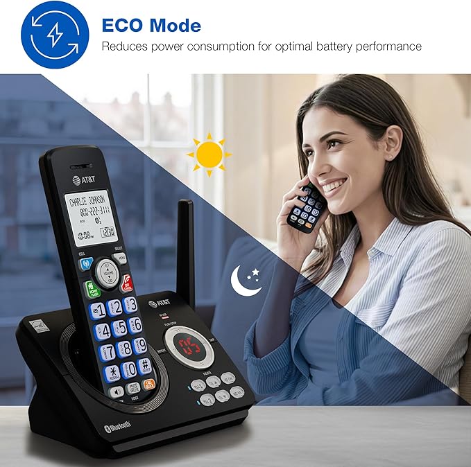 AT&T DECT 6.0 Cordless Phone, 2-Handset – Smart Call Blocker, Bluetooth Connect to Cell, Caller ID Announce, Answering Machine | DL72279