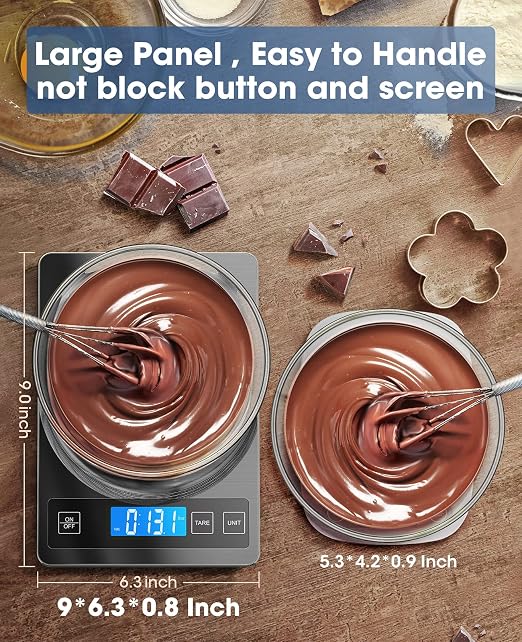 Nicewell Food Scale, 22lb Digital Kitchen Stainless Steel Scale Weight Grams and oz for Cooking Baking, 1g/0.1oz Precise Graduation,Tempered Glass